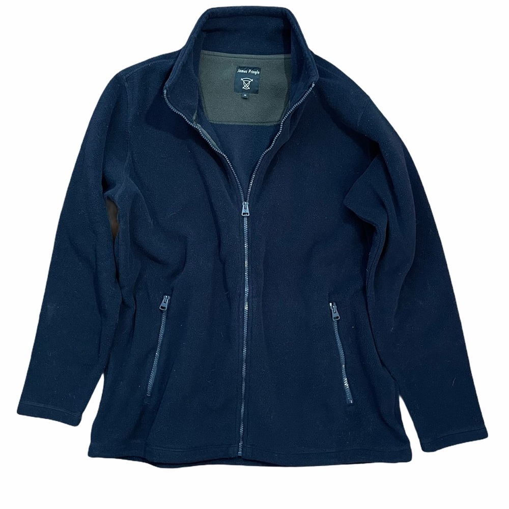 James Pringle Zip Up Navy Fleece Jacket Size Medium